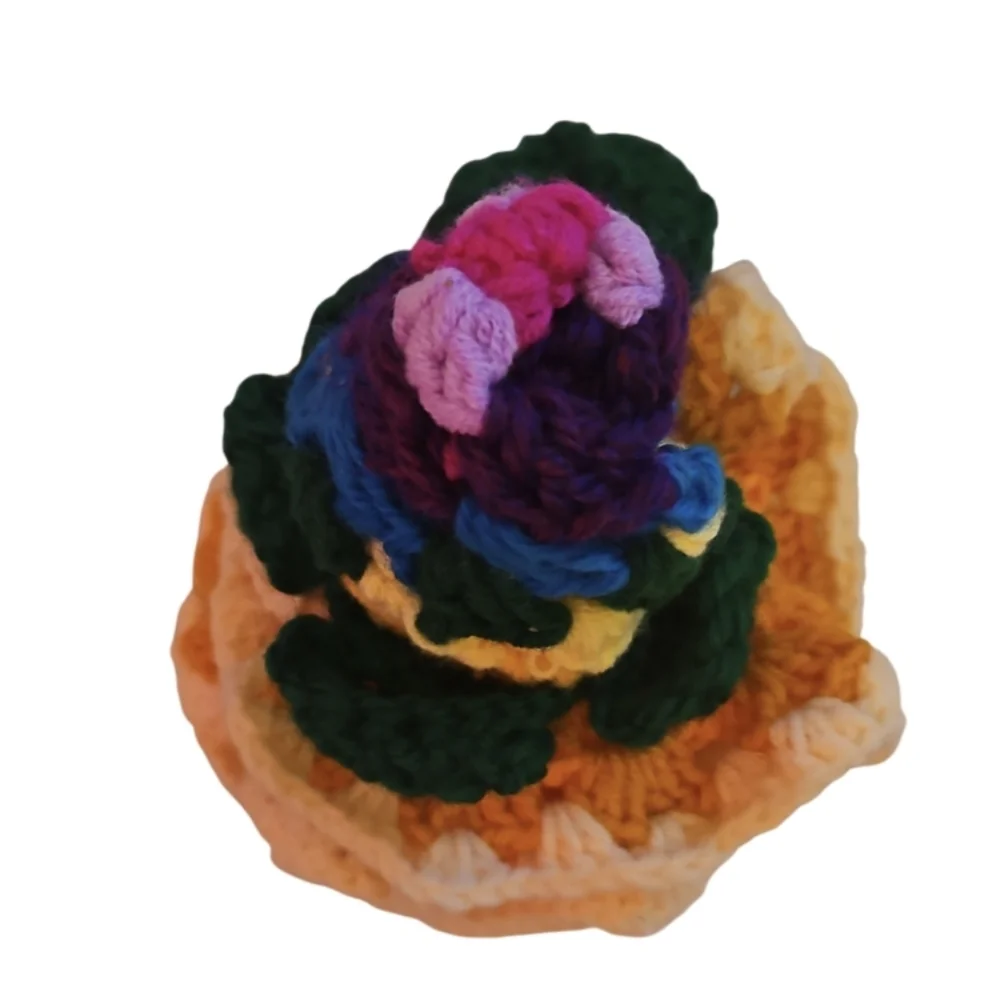 Hand Crafted Yellow Rose Granny Square Alpaca Yarn Decor